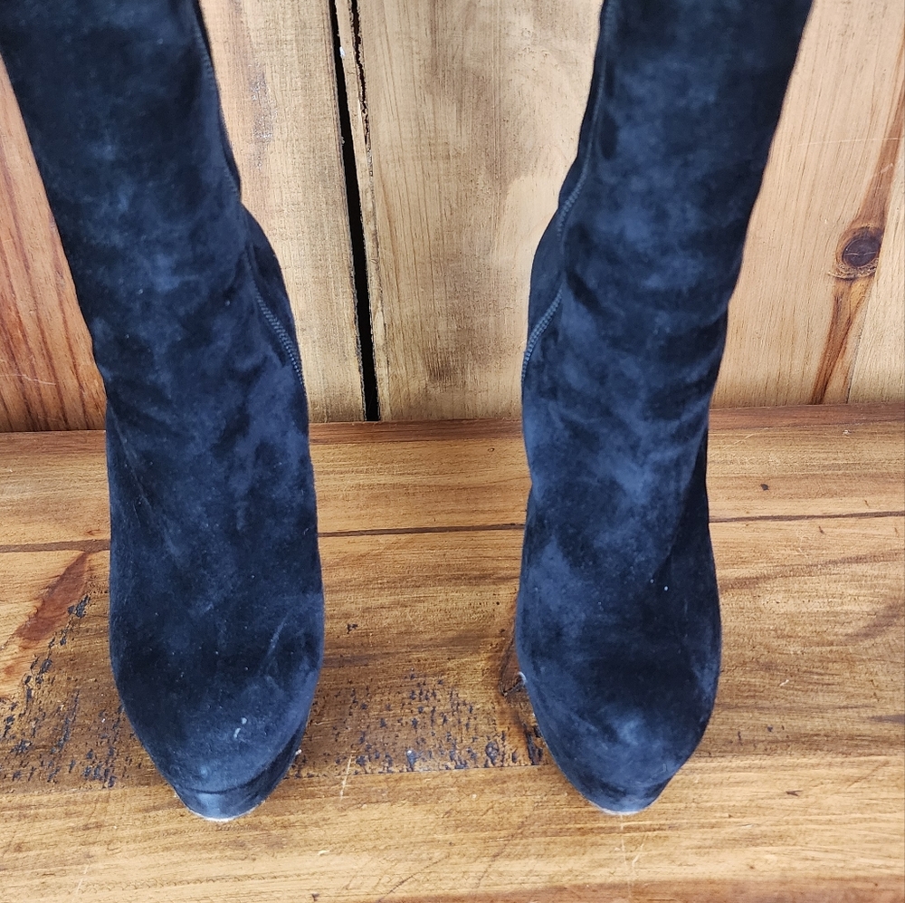 Christian Louboutin Black Suede Taclou Knee High Boots - Picture 8 of 15